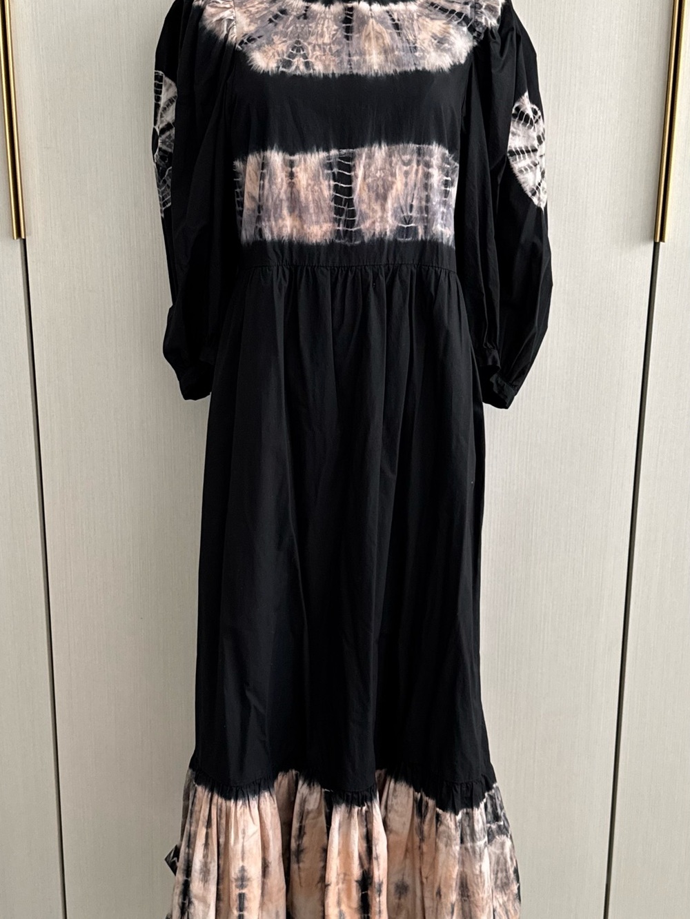Sea New York Navt Maxi Dress with Beige-Pink Tie-Dye Accents